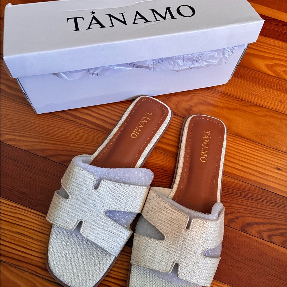 Women's Stylish Cream Slide Sandals New